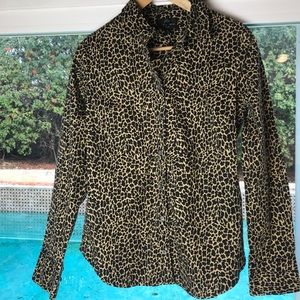 J crew leopard print collar shirt  Slim 6